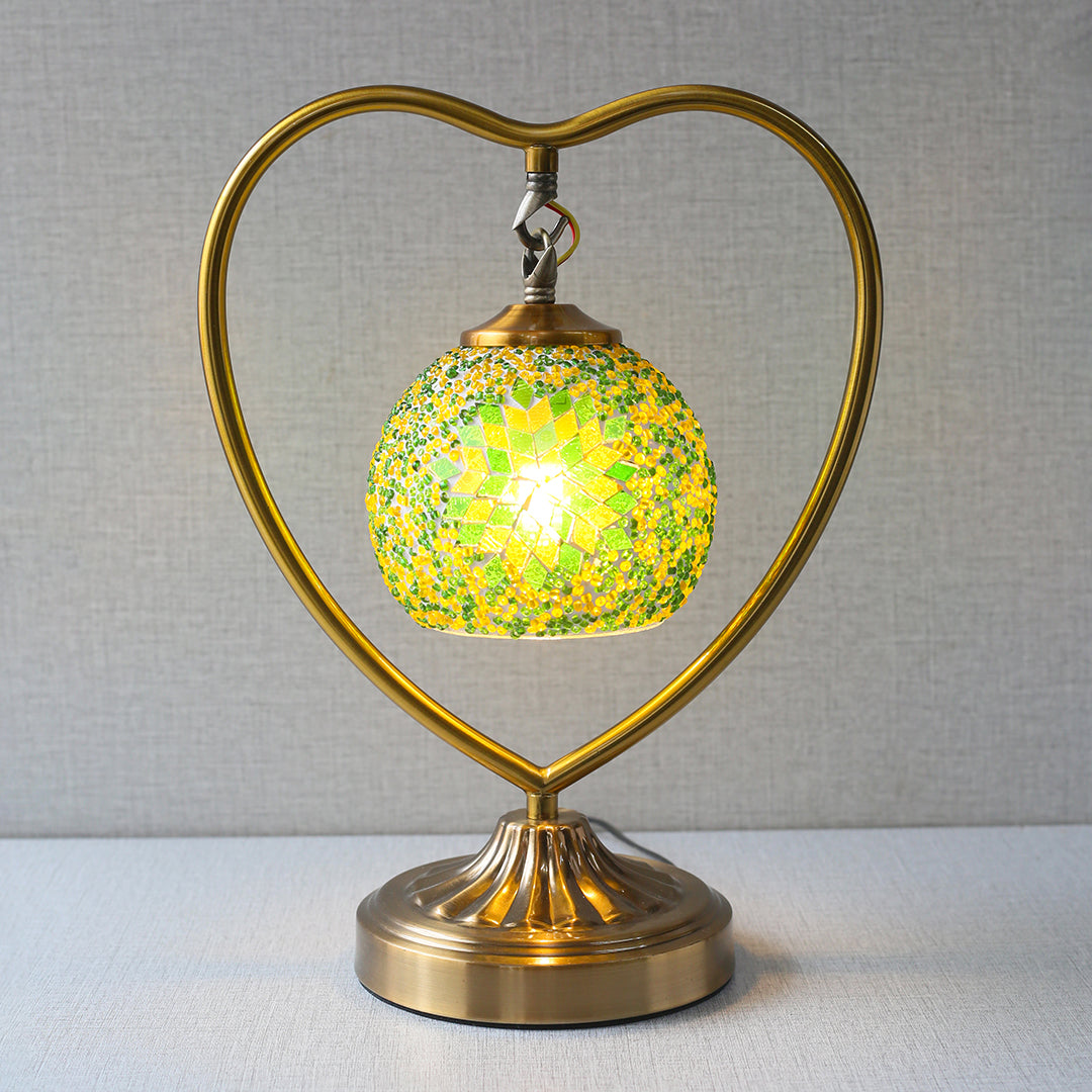 Metal Hanging Heart Turkish Table Lamps (Pair)