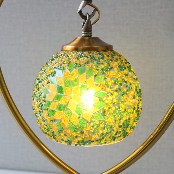 Metal Hanging Heart Turkish Table Lamps (Pair)