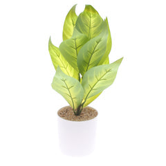 Artificial Table Plant – Green Leaf Design in White Pot
