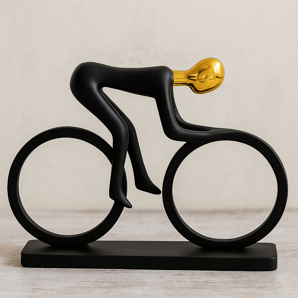 Eternal Motion Black & Gold Cyclist Sculpture
