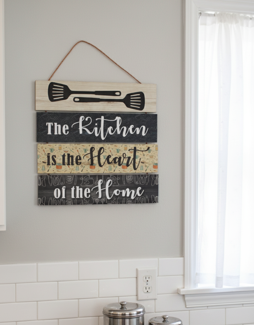 Rustic Farmhouse Kitchen Wall Sign - "The Kitchen is the Heart of the Home"