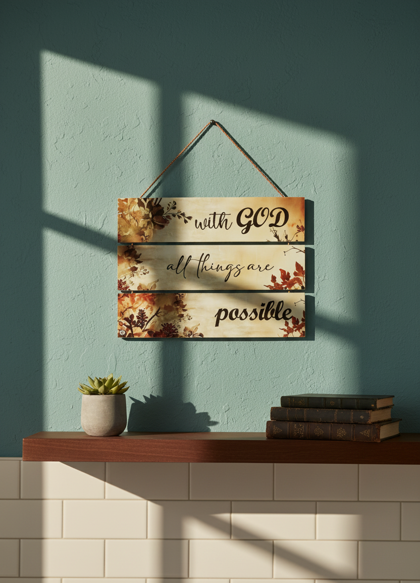 With God All Things Are Possible Wall Sign - Inspirational Quote Decor