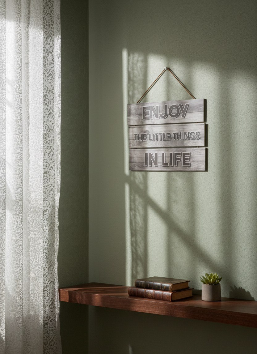 Enjoy the Little Things in Life" Rustic Wood Slat Wall Sign