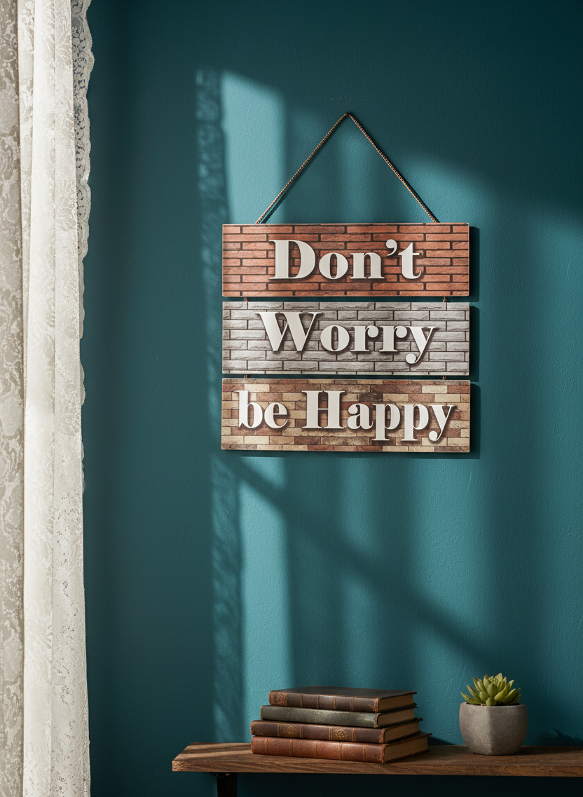 Don't Worry Be Happy Brick Design Hanging Sign