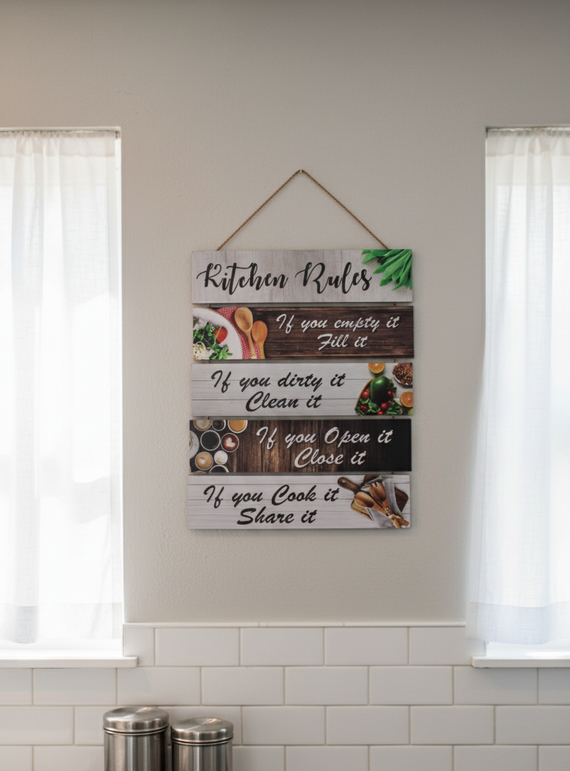 Kitchen Rules Wall Hanging Sign