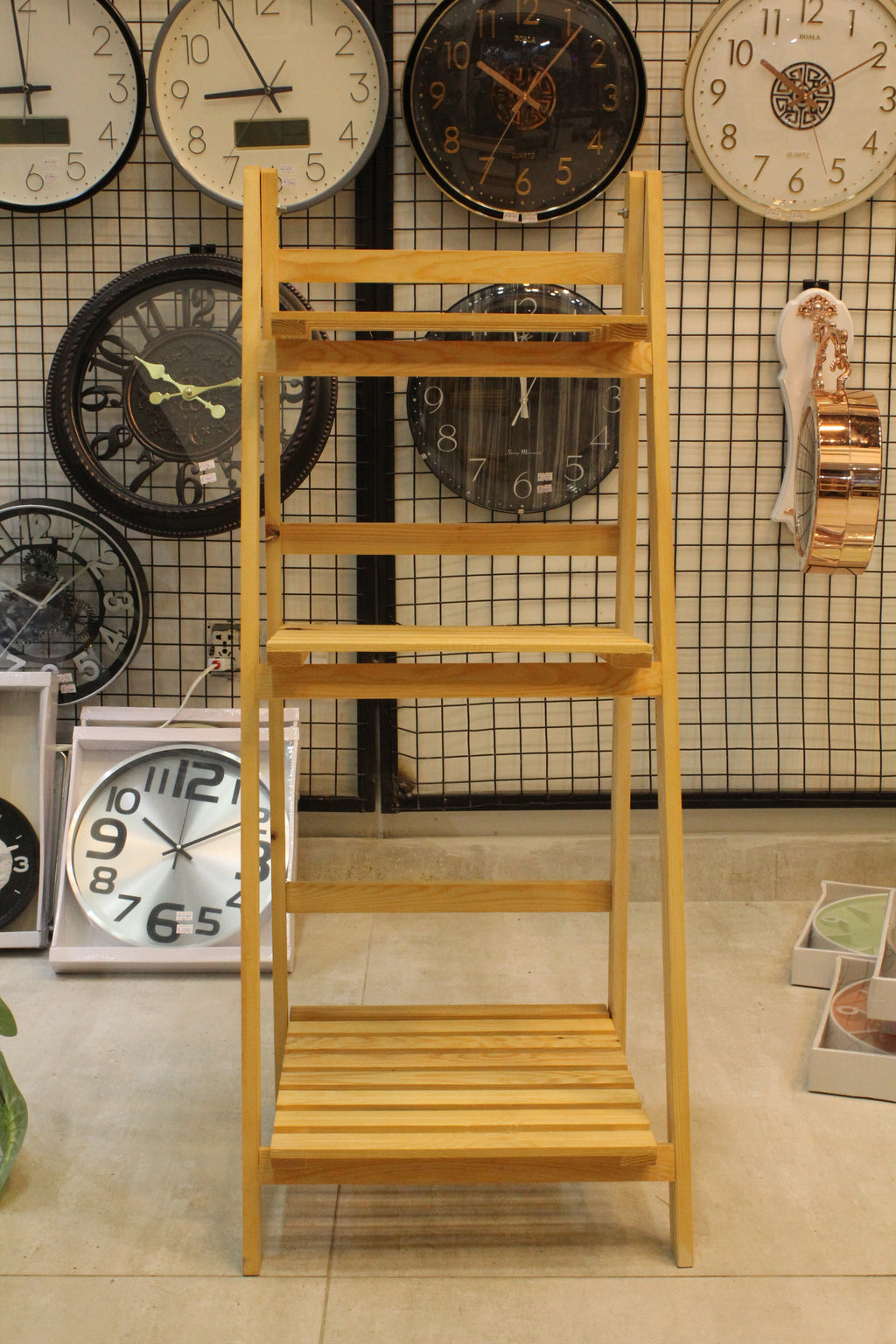 Tier Folding Wooden Ladder Shelf | Rustic Plant Stand & Home Display