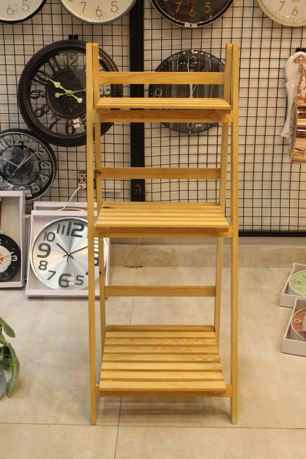 Tier Folding Wooden Ladder Shelf | Rustic Plant Stand & Home Display