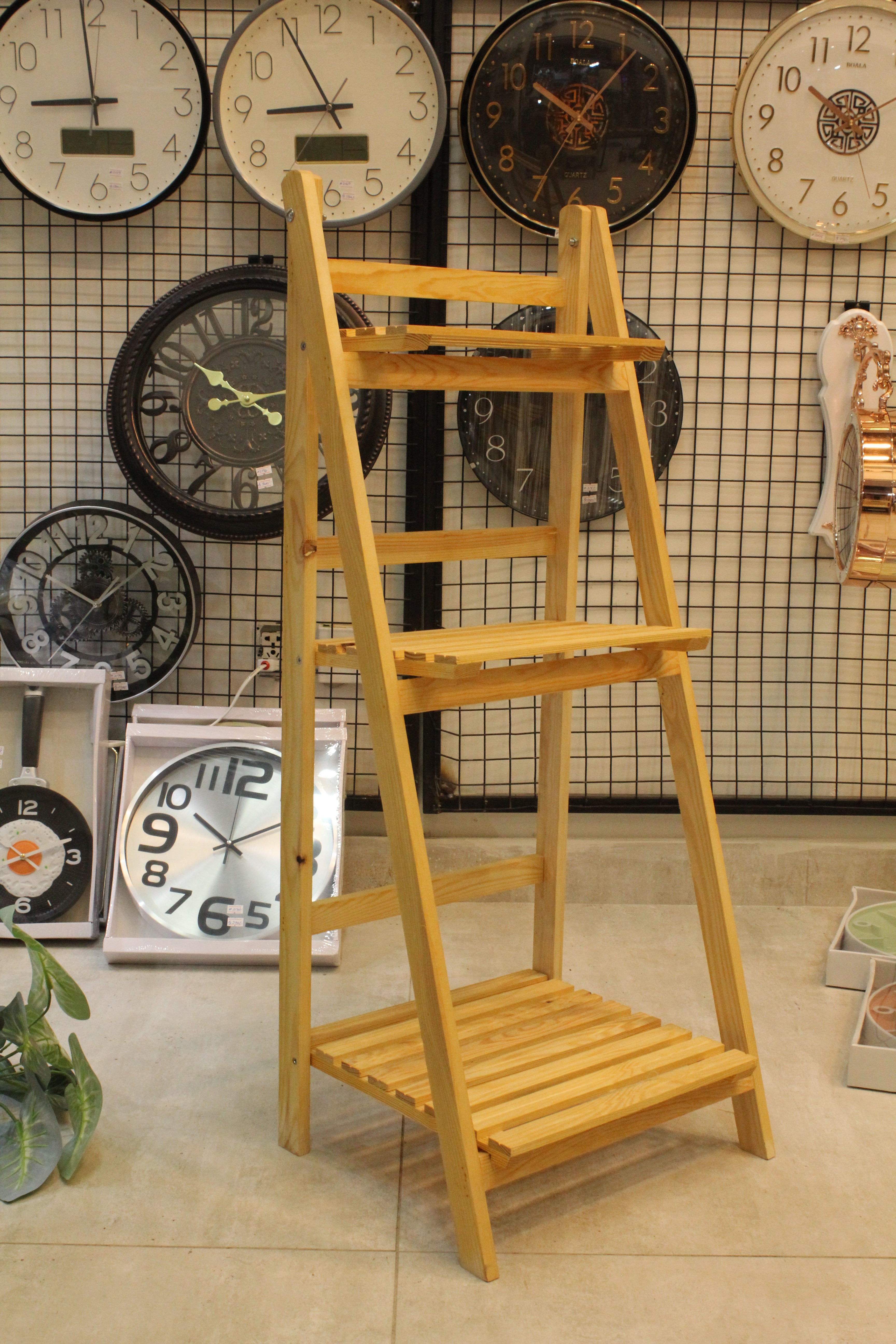Tier Folding Wooden Ladder Shelf | Rustic Plant Stand & Home Display