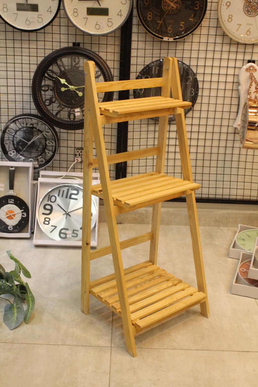Tier Folding Wooden Ladder Shelf | Rustic Plant Stand & Home Display