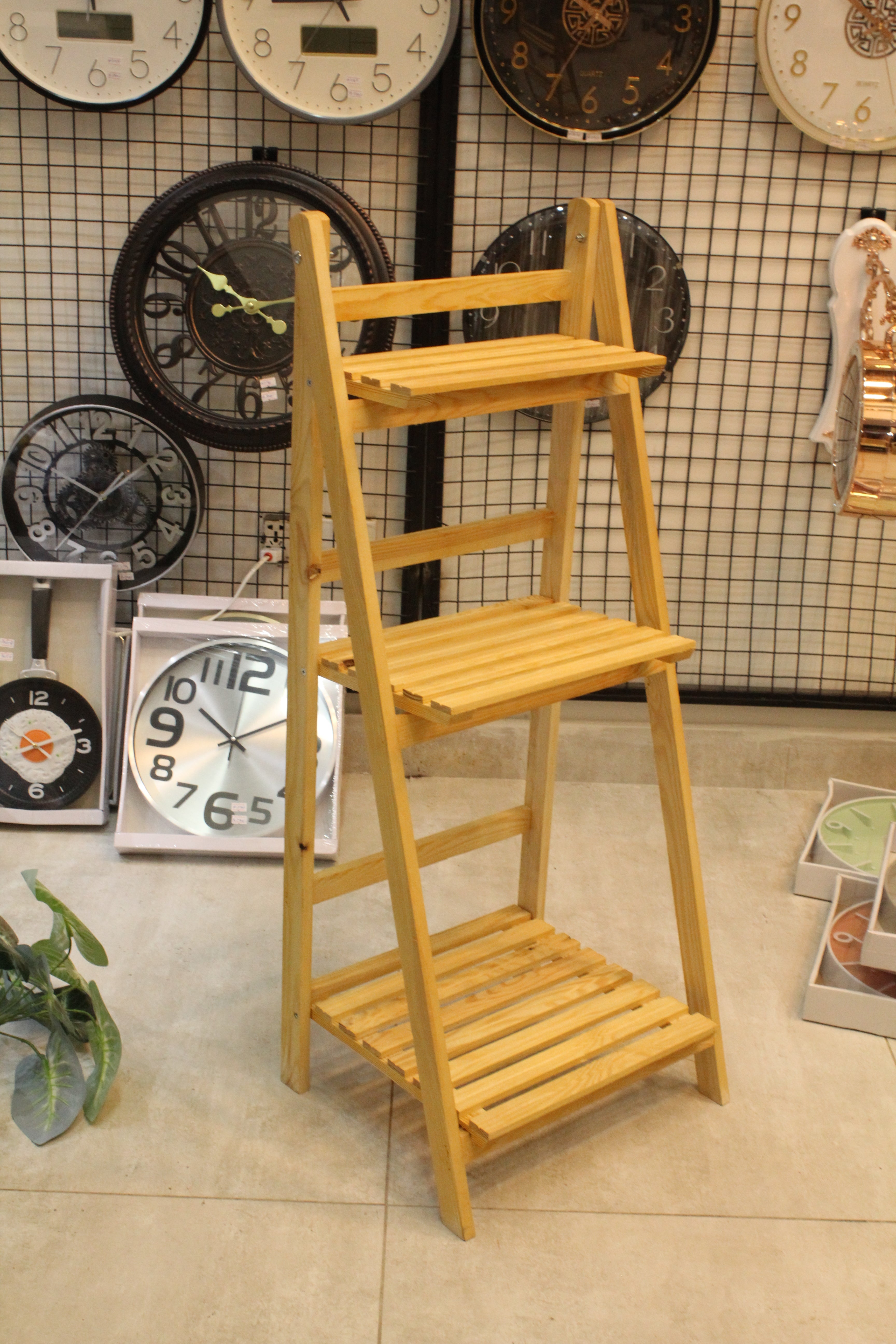 Tier Folding Wooden Ladder Shelf | Rustic Plant Stand & Home Display