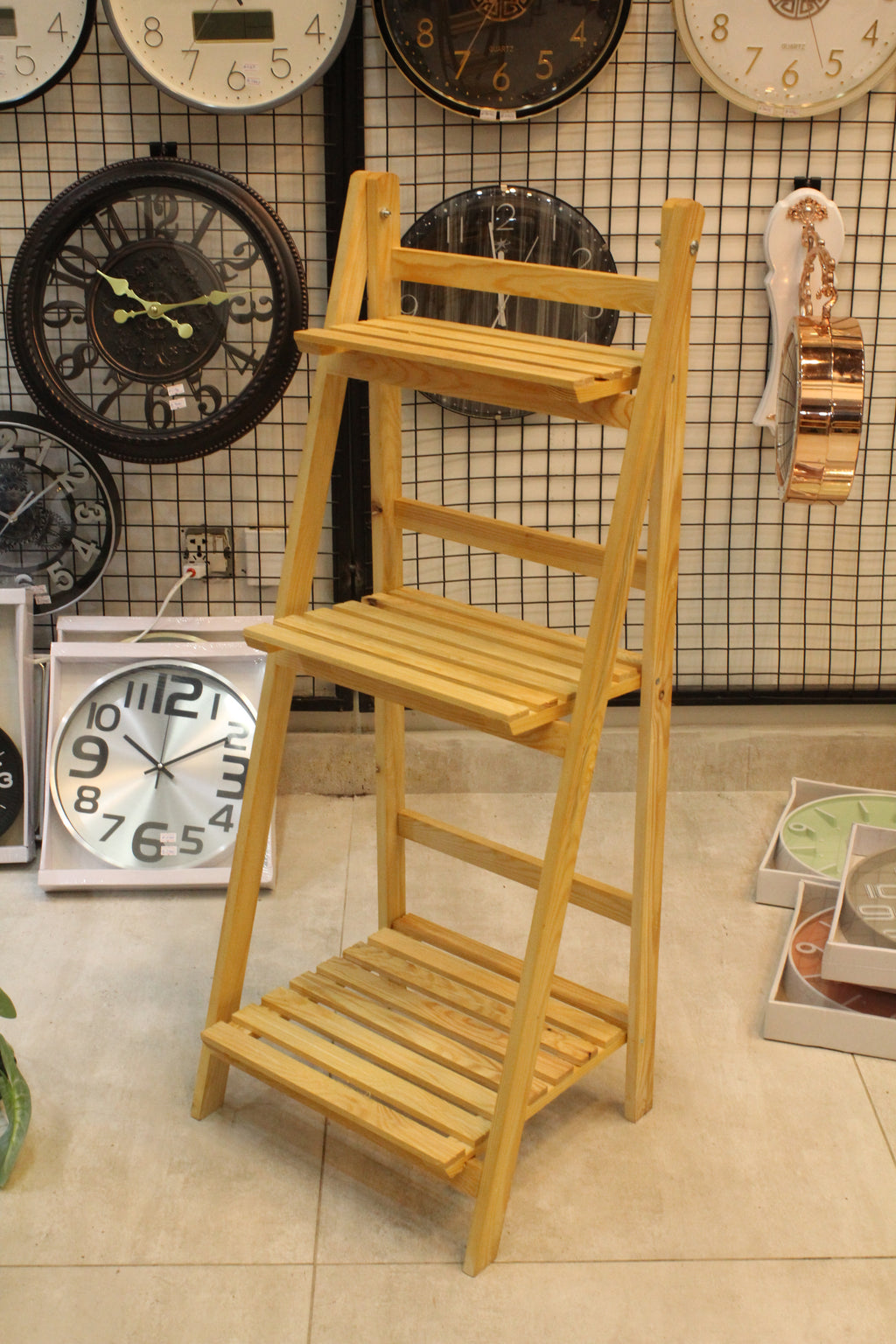 Tier Folding Wooden Ladder Shelf | Rustic Plant Stand & Home Display