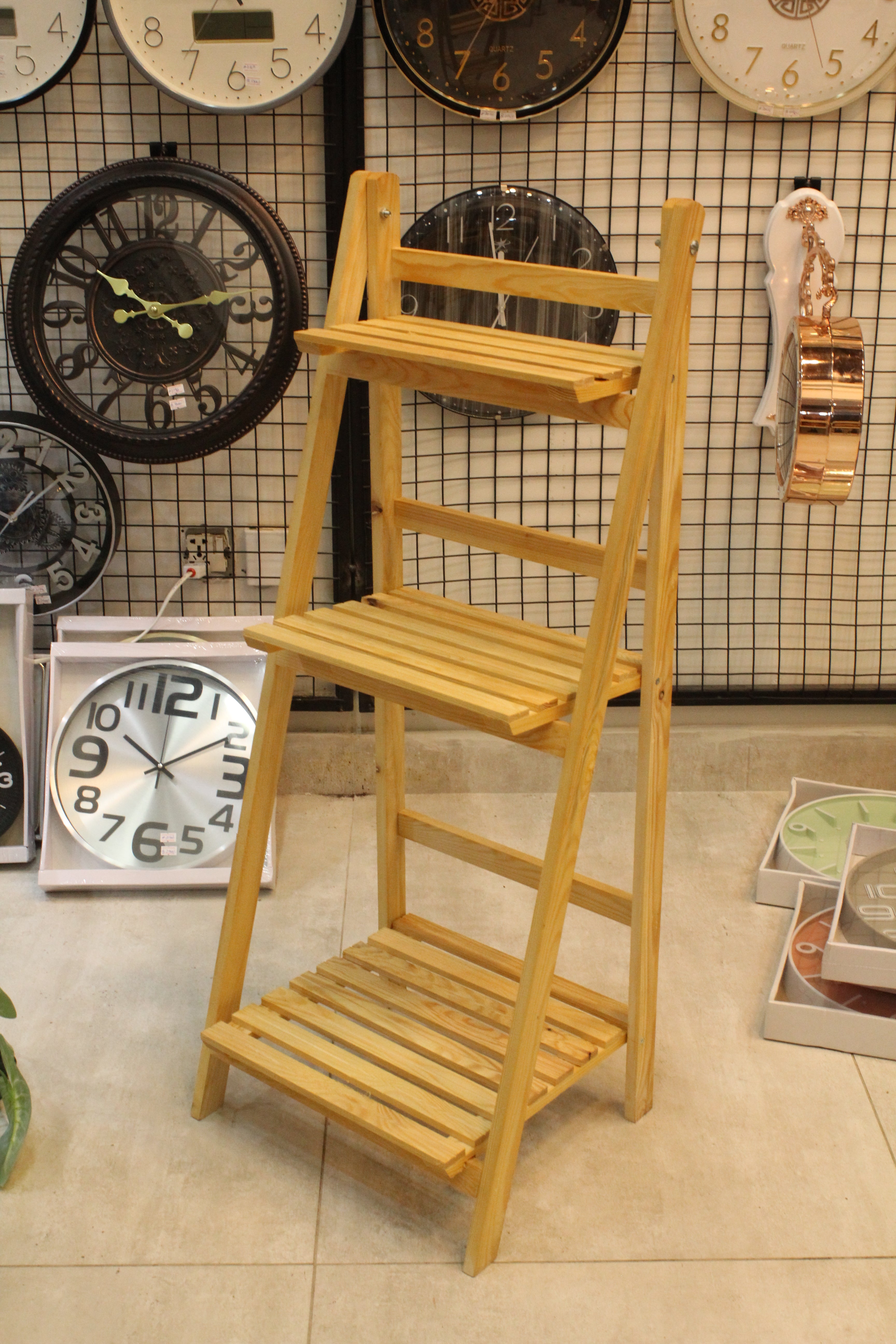 Tier Folding Wooden Ladder Shelf | Rustic Plant Stand & Home Display