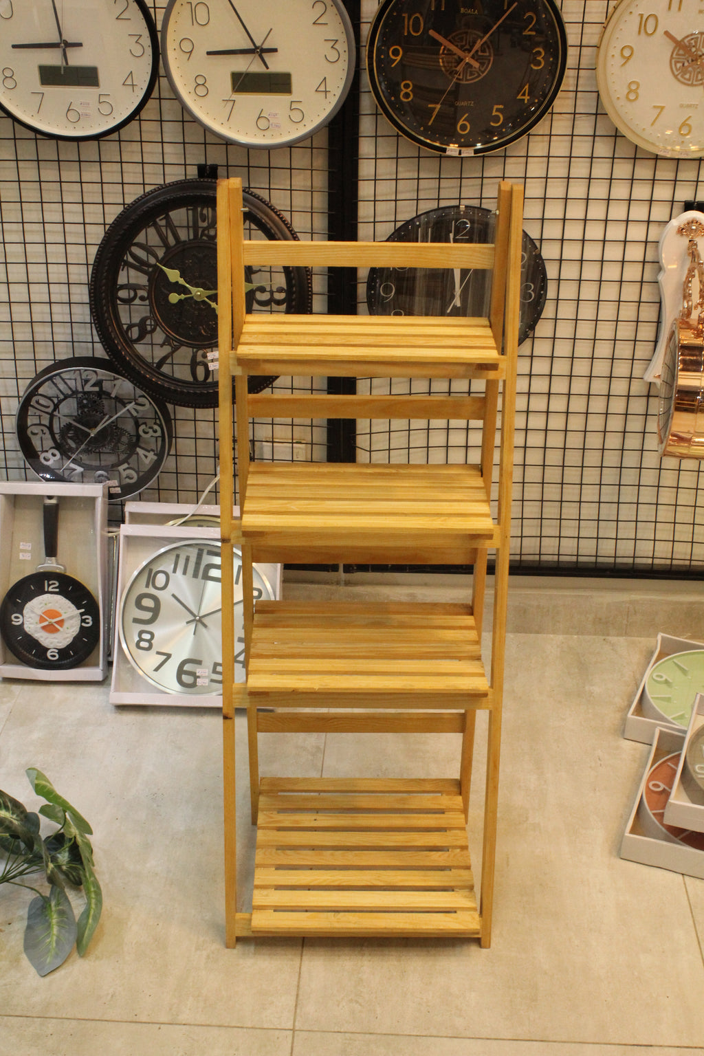Tier Folding Wooden Ladder Shelf | Rustic Plant Stand & Home Display