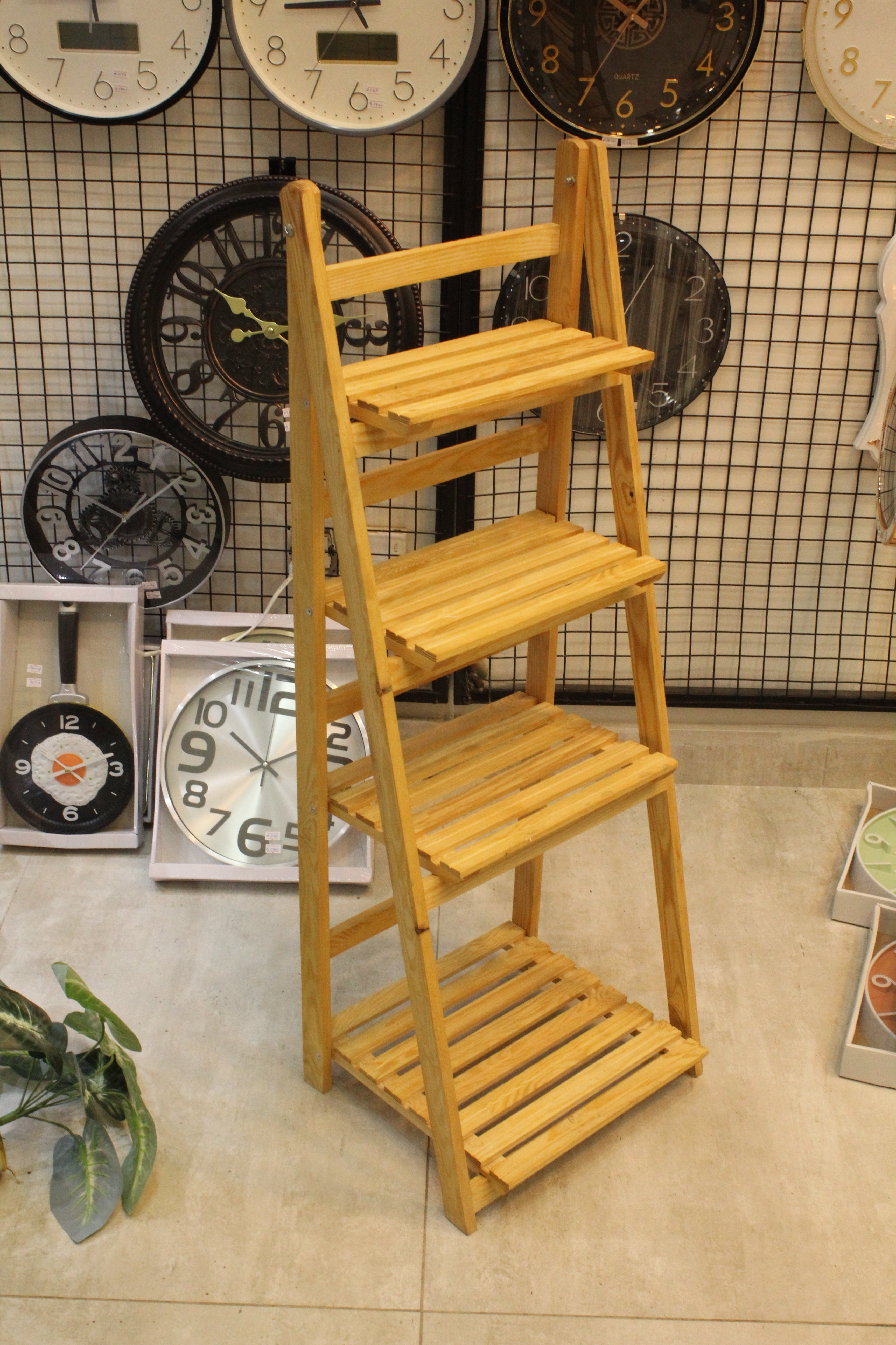 Tier Folding Wooden Ladder Shelf | Rustic Plant Stand & Home Display