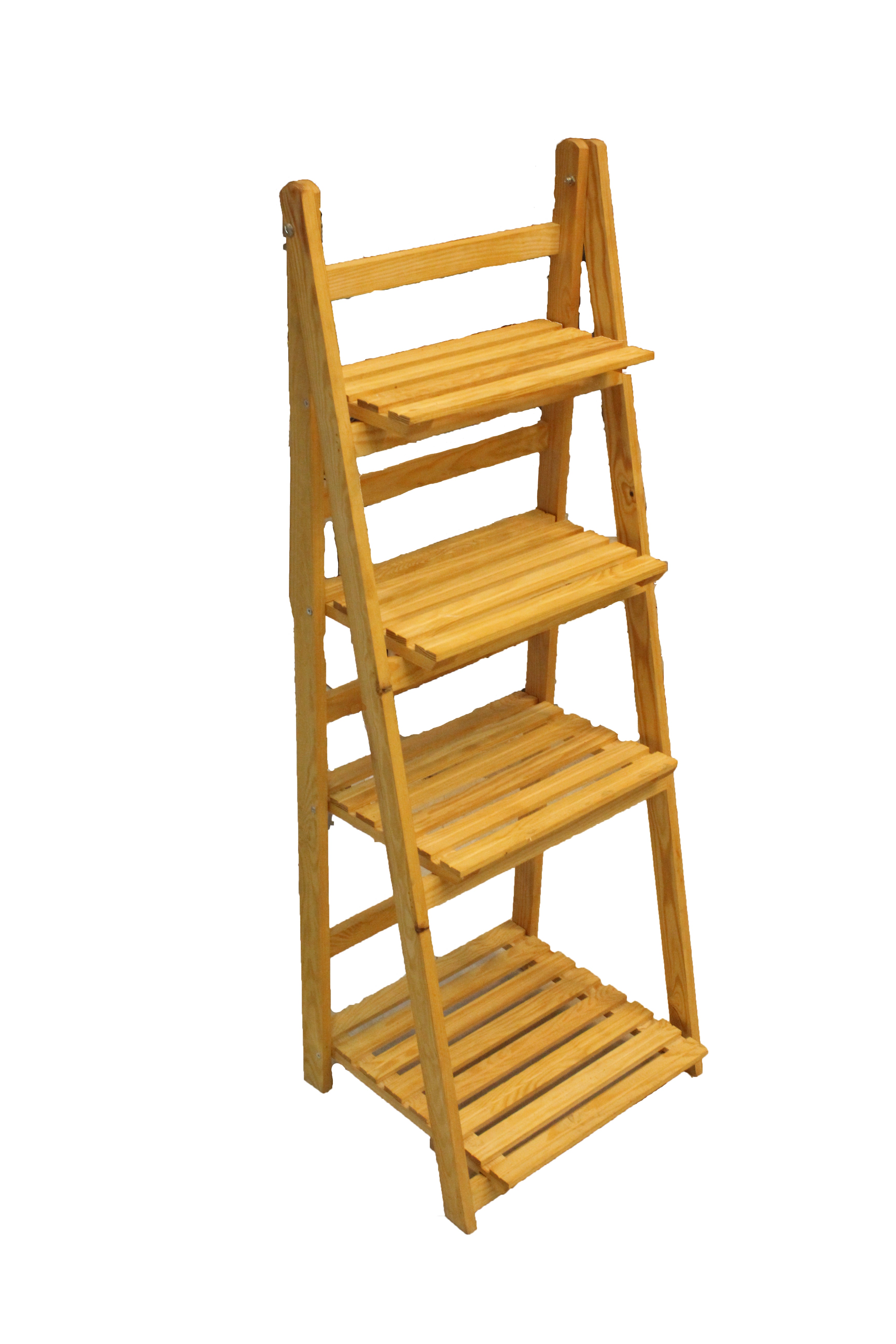 Tier Folding Wooden Ladder Shelf | Rustic Plant Stand & Home Display