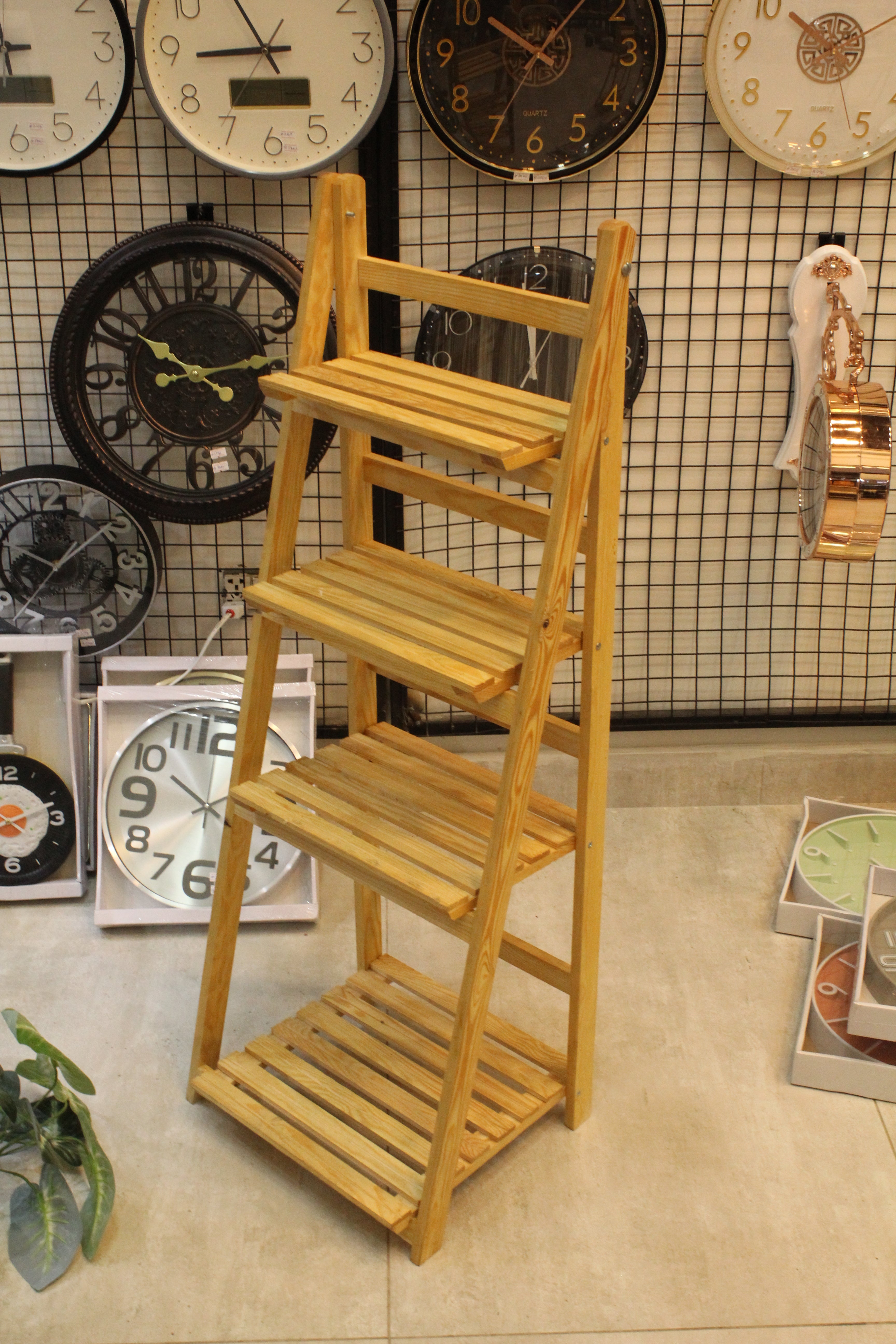 Tier Folding Wooden Ladder Shelf | Rustic Plant Stand & Home Display