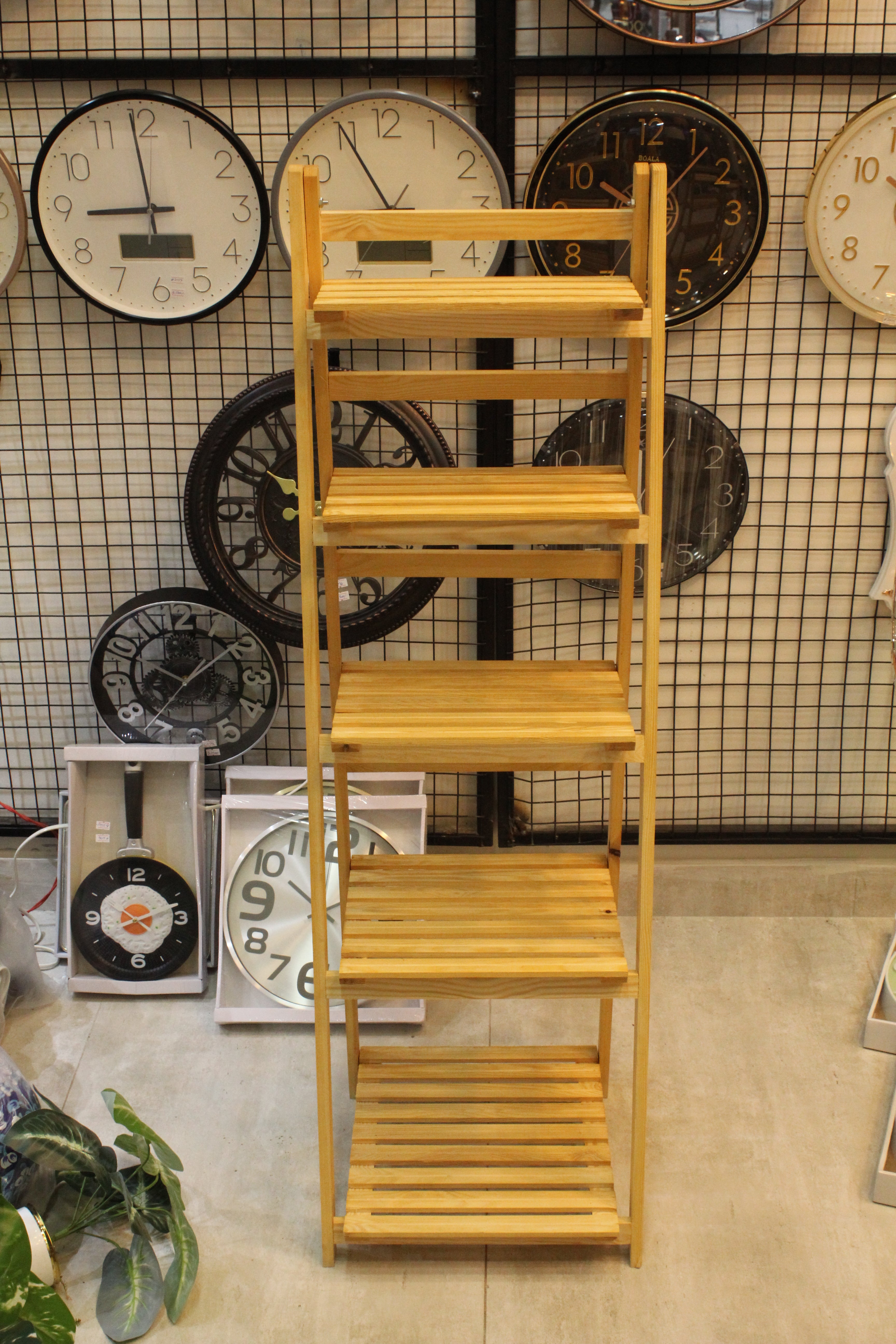 Tier Folding Wooden Ladder Shelf | Rustic Plant Stand & Home Display