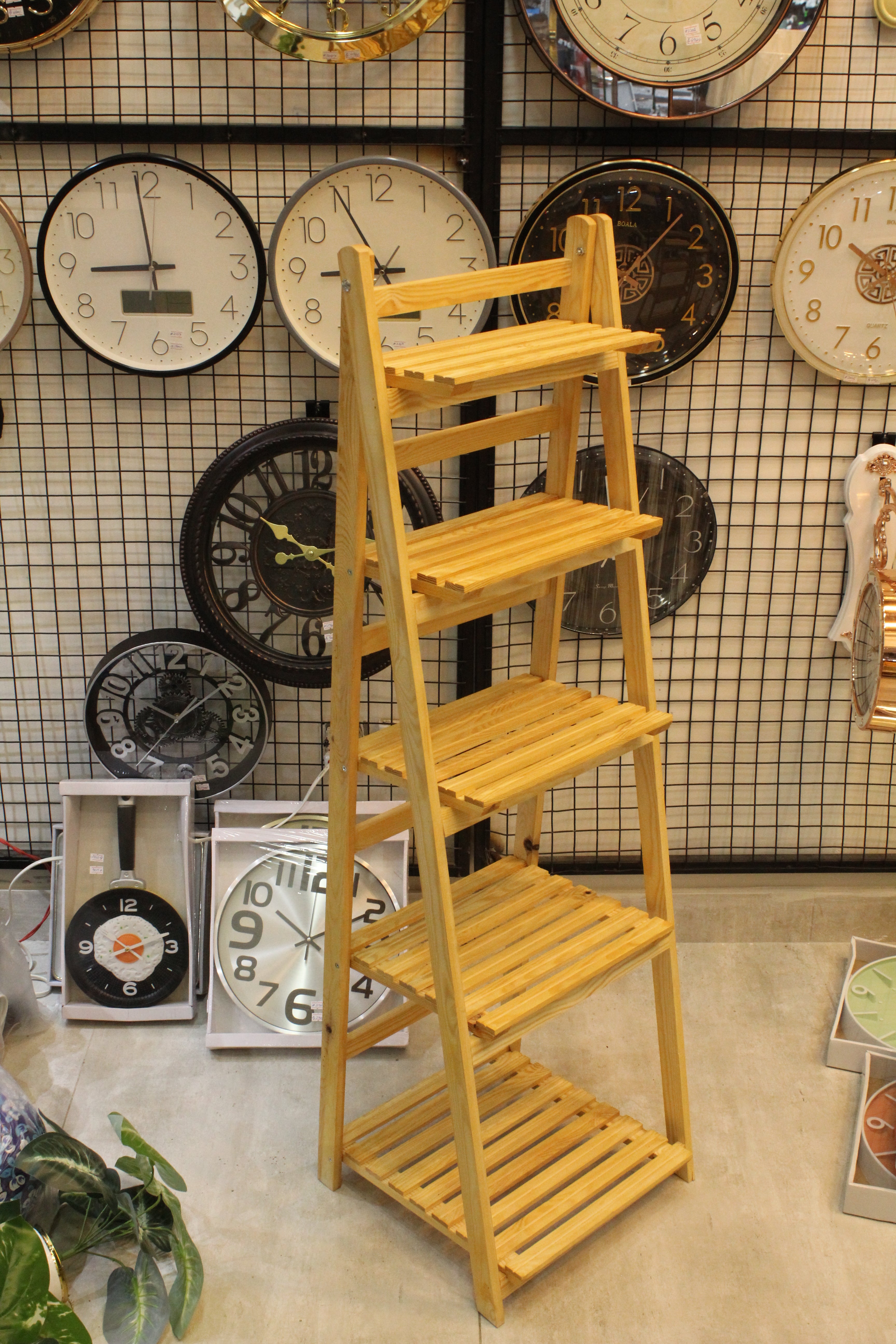 Tier Folding Wooden Ladder Shelf | Rustic Plant Stand & Home Display