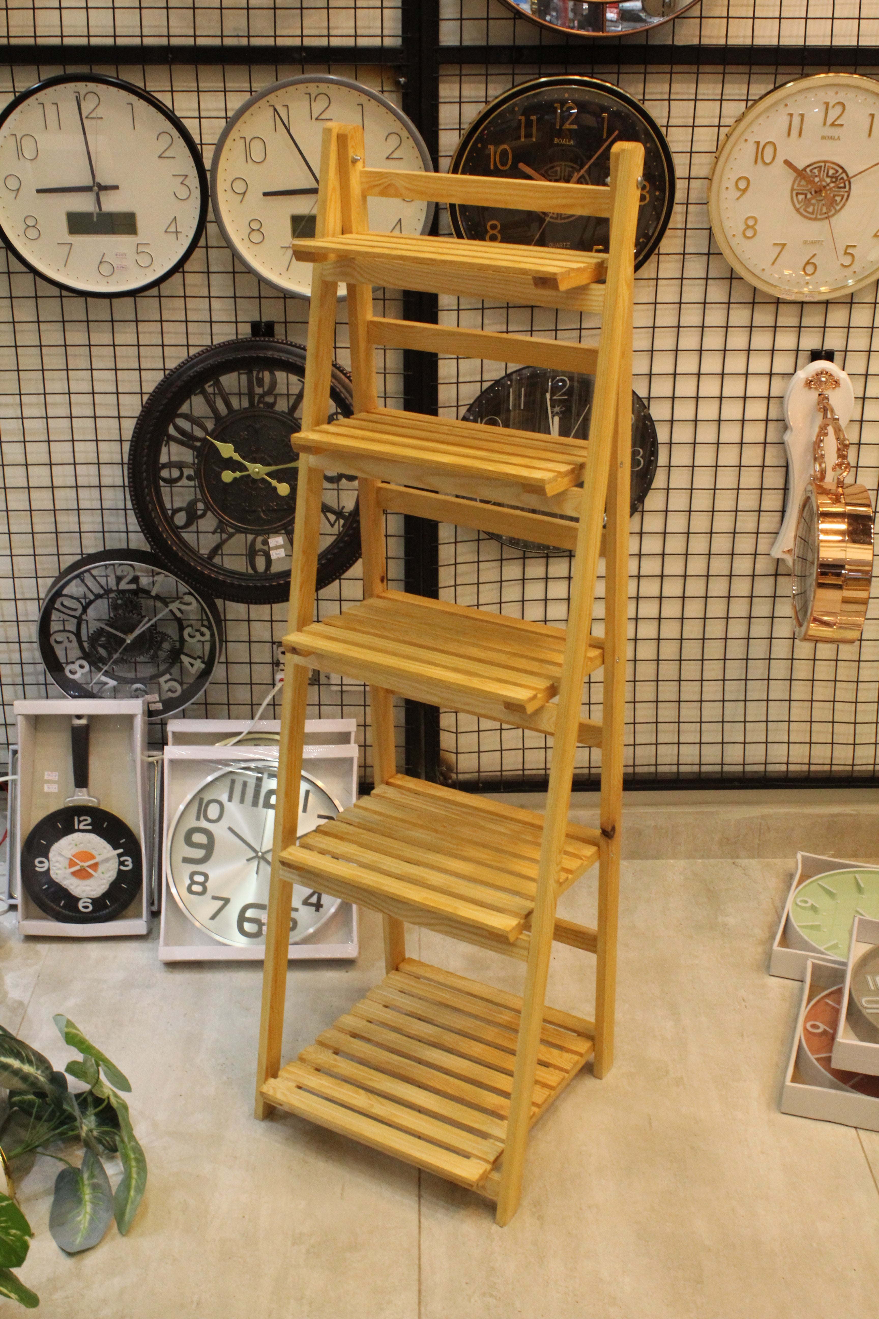 Tier Folding Wooden Ladder Shelf | Rustic Plant Stand & Home Display