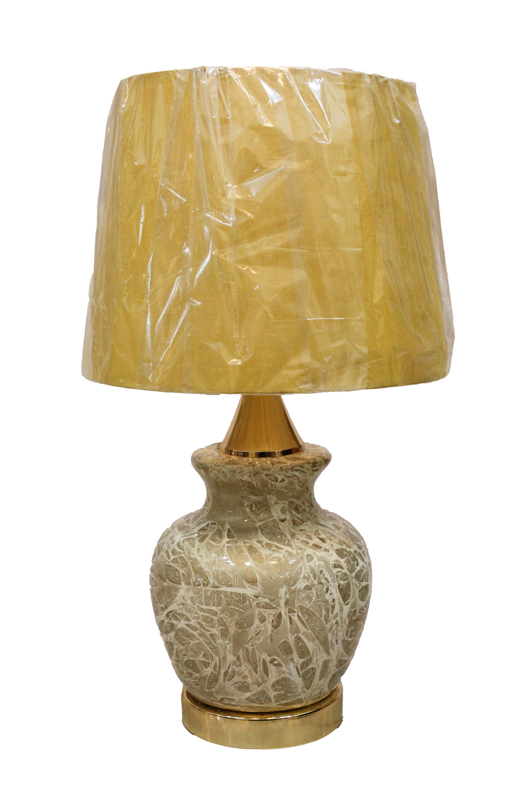 Luxe Textured Glass Vase Lamp Base - Gold Crackle Finish with Polished Brass Accents (Pair)