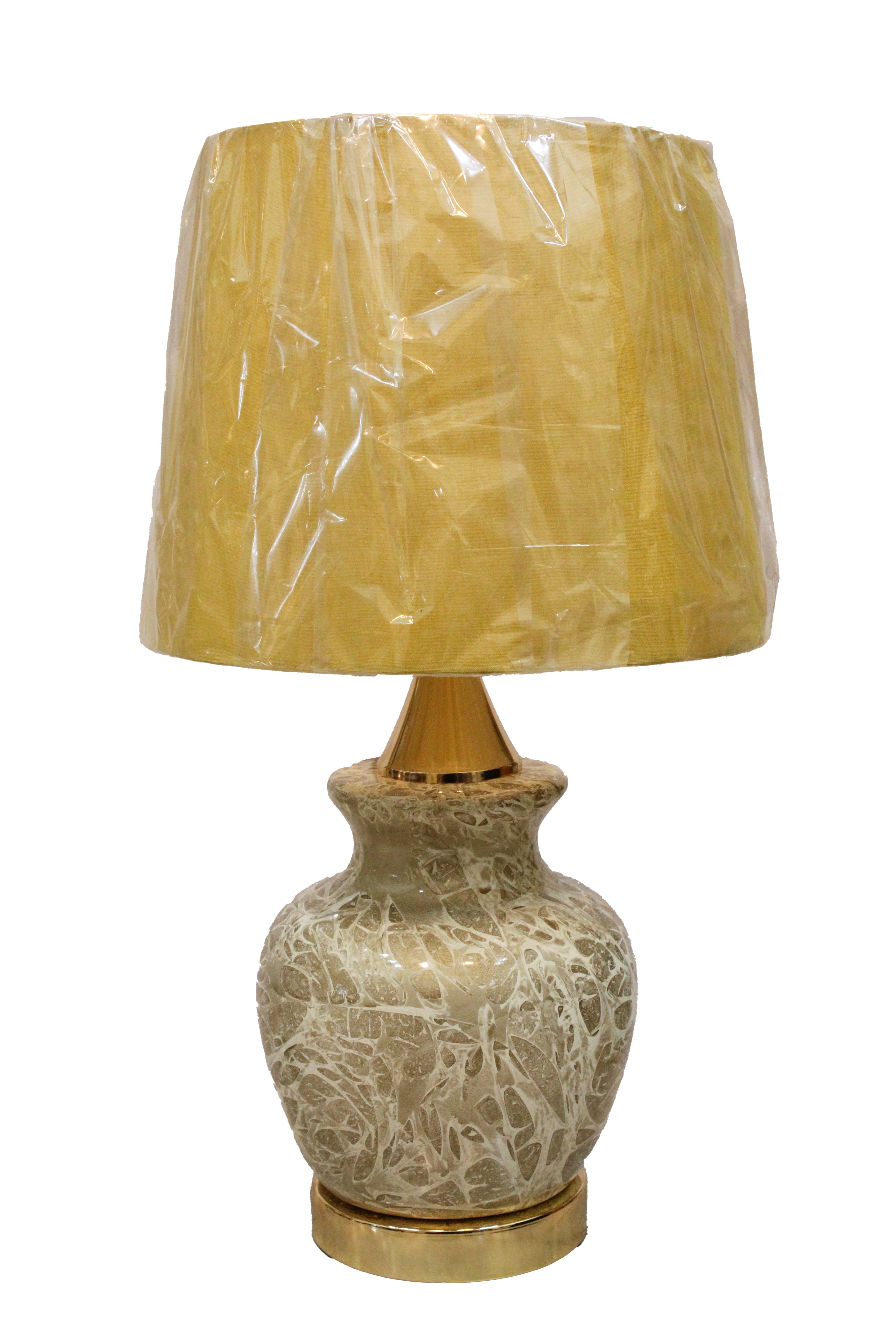 Luxe Textured Glass Vase Lamp Base - Gold Crackle Finish with Polished Brass Accents (Pair)