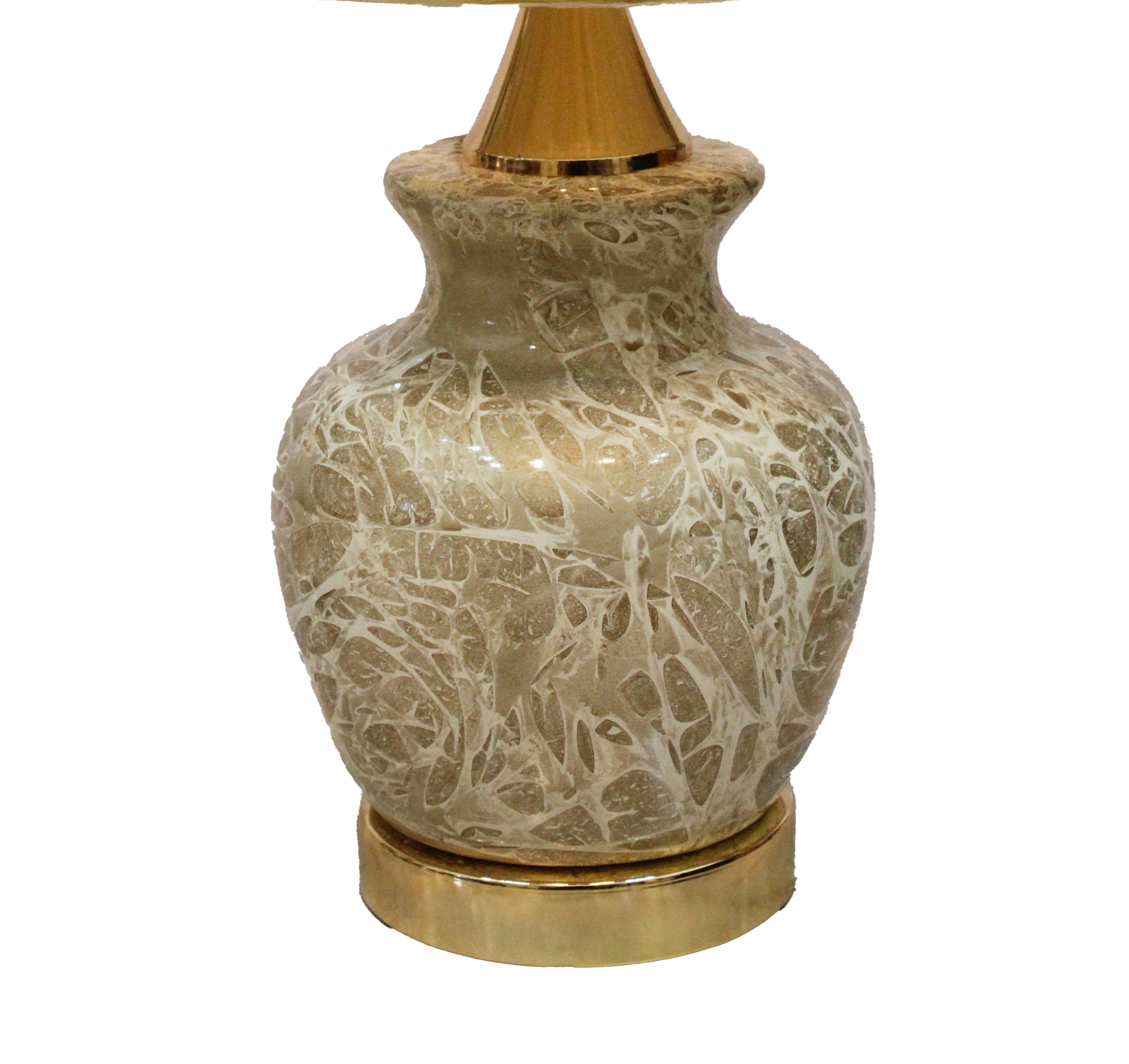 Luxe Textured Glass Vase Lamp Base - Gold Crackle Finish with Polished Brass Accents (Pair)