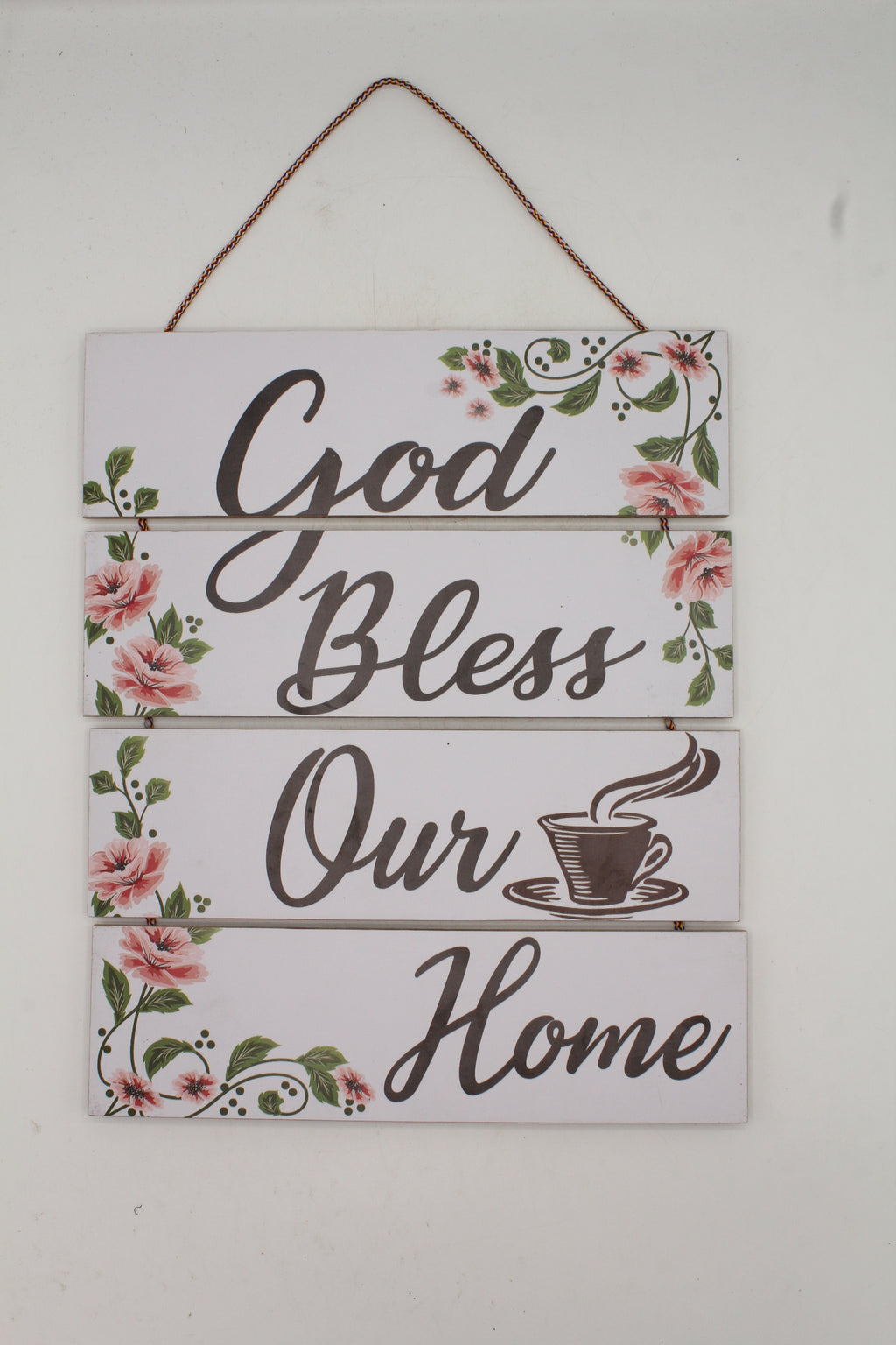 God Bless Our Home Wall Decor Sign with Floral Design
