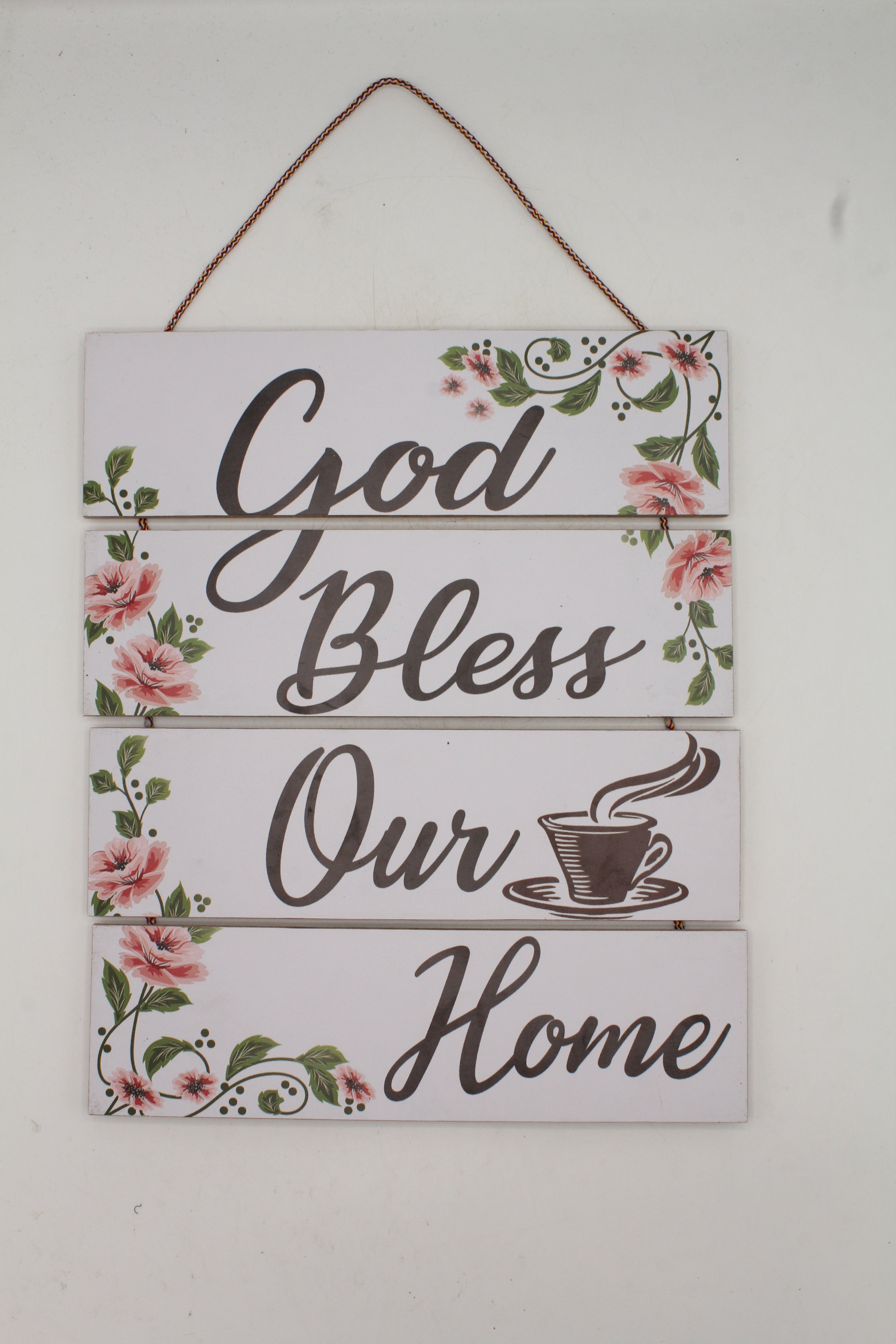 God Bless Our Home Wall Decor Sign with Floral Design