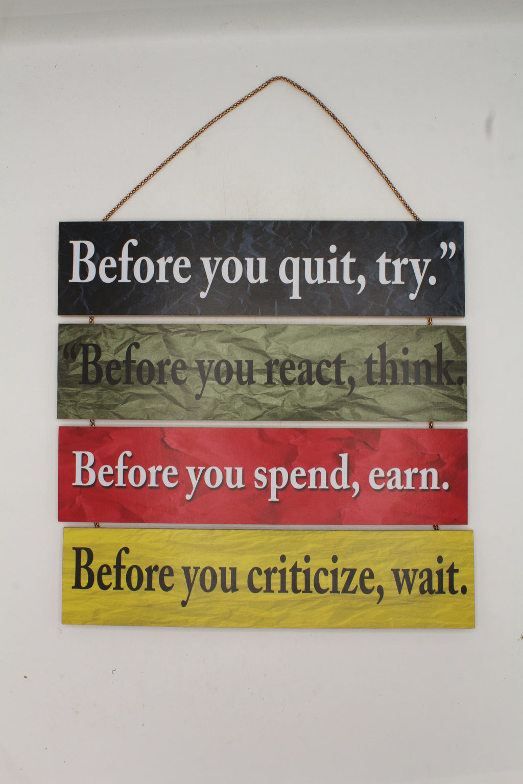 Motivational Life Rules Hanging Sign - "Before You Quit, Try.
