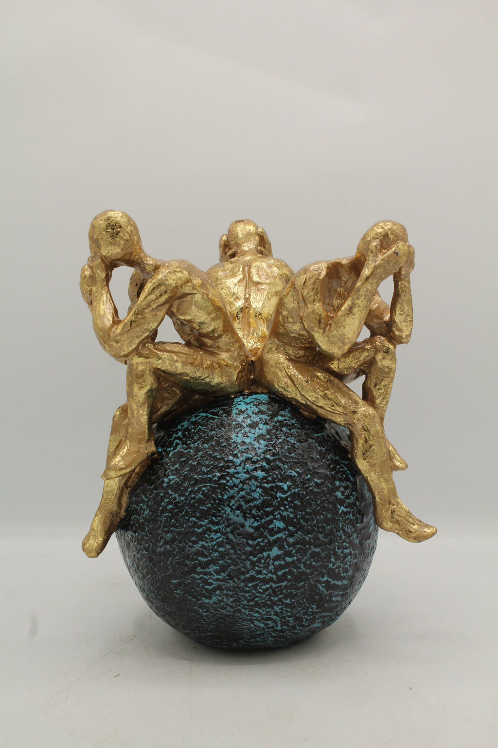 Abstract Gold 'Three Thinkers' Sculpture