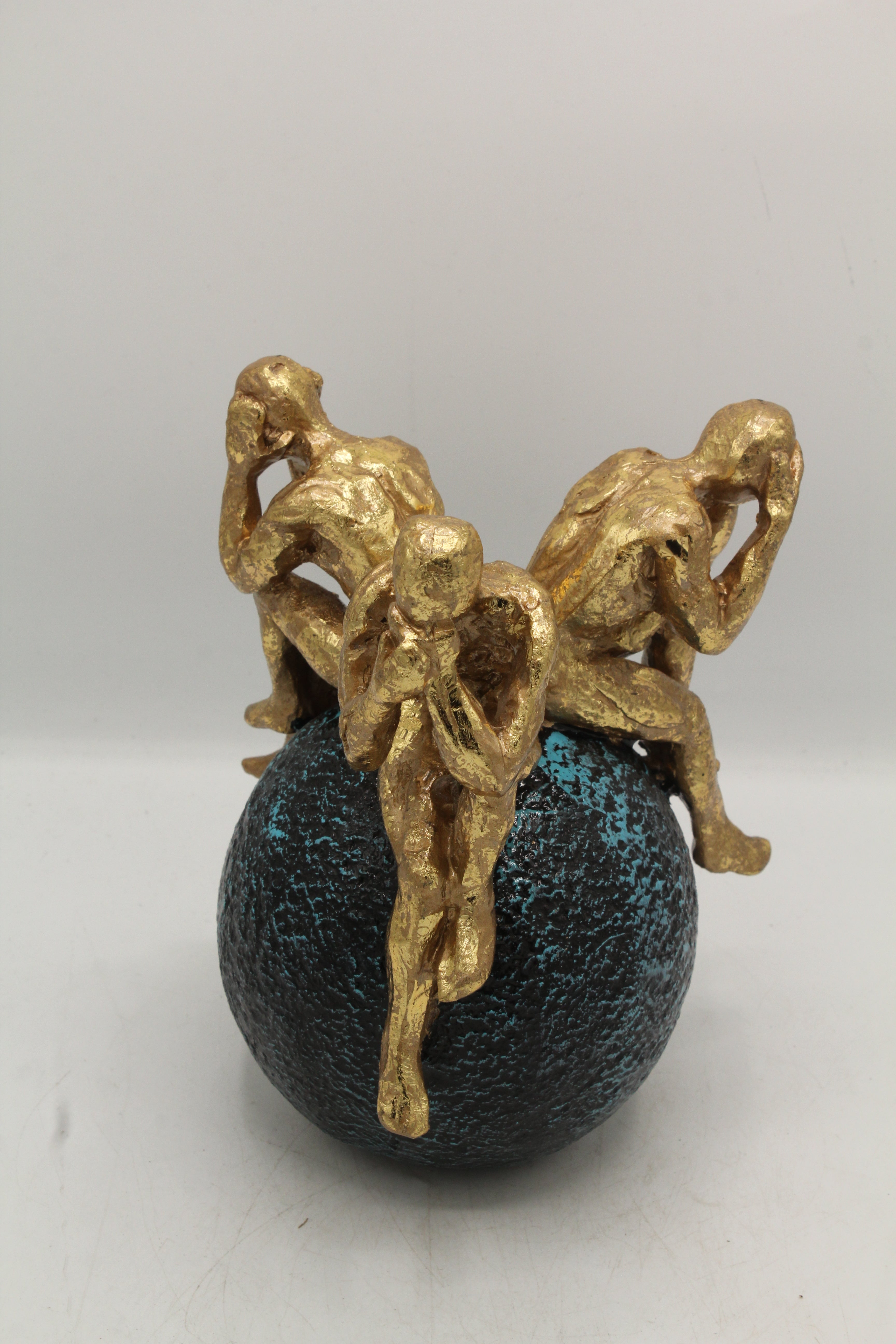 Abstract Gold 'Three Thinkers' Sculpture