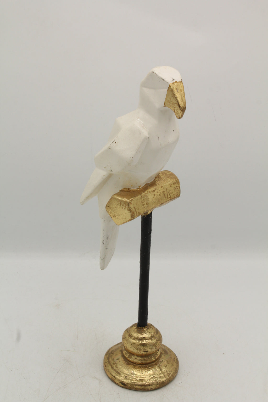 Abstract White & Gold Parrot Sculpture