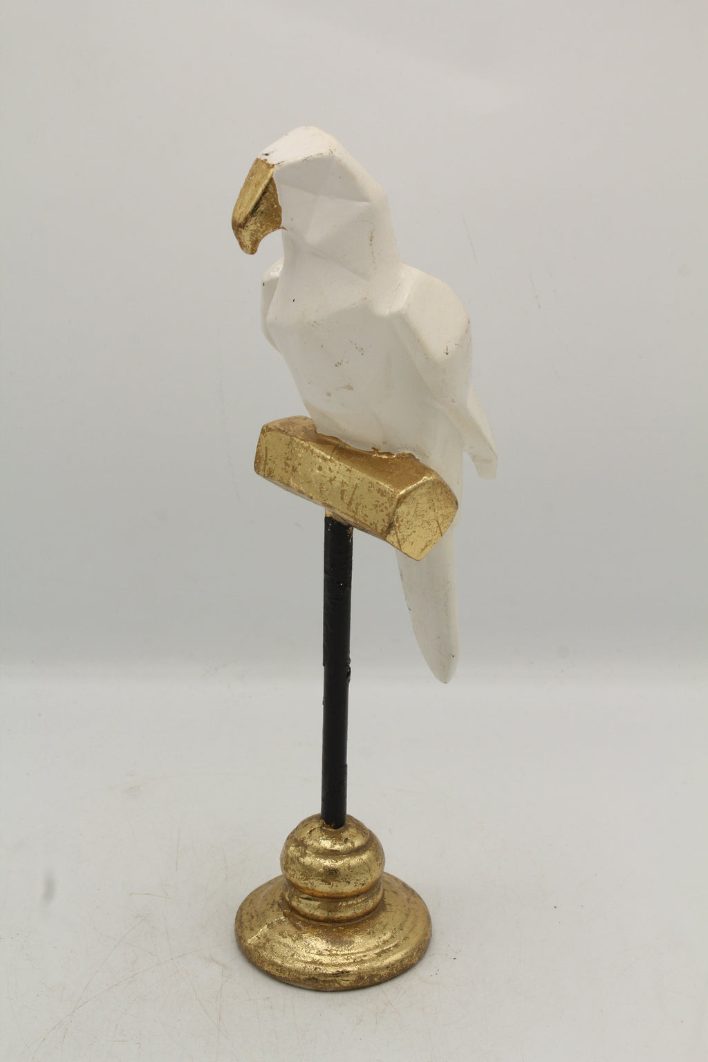 Abstract White & Gold Parrot Sculpture