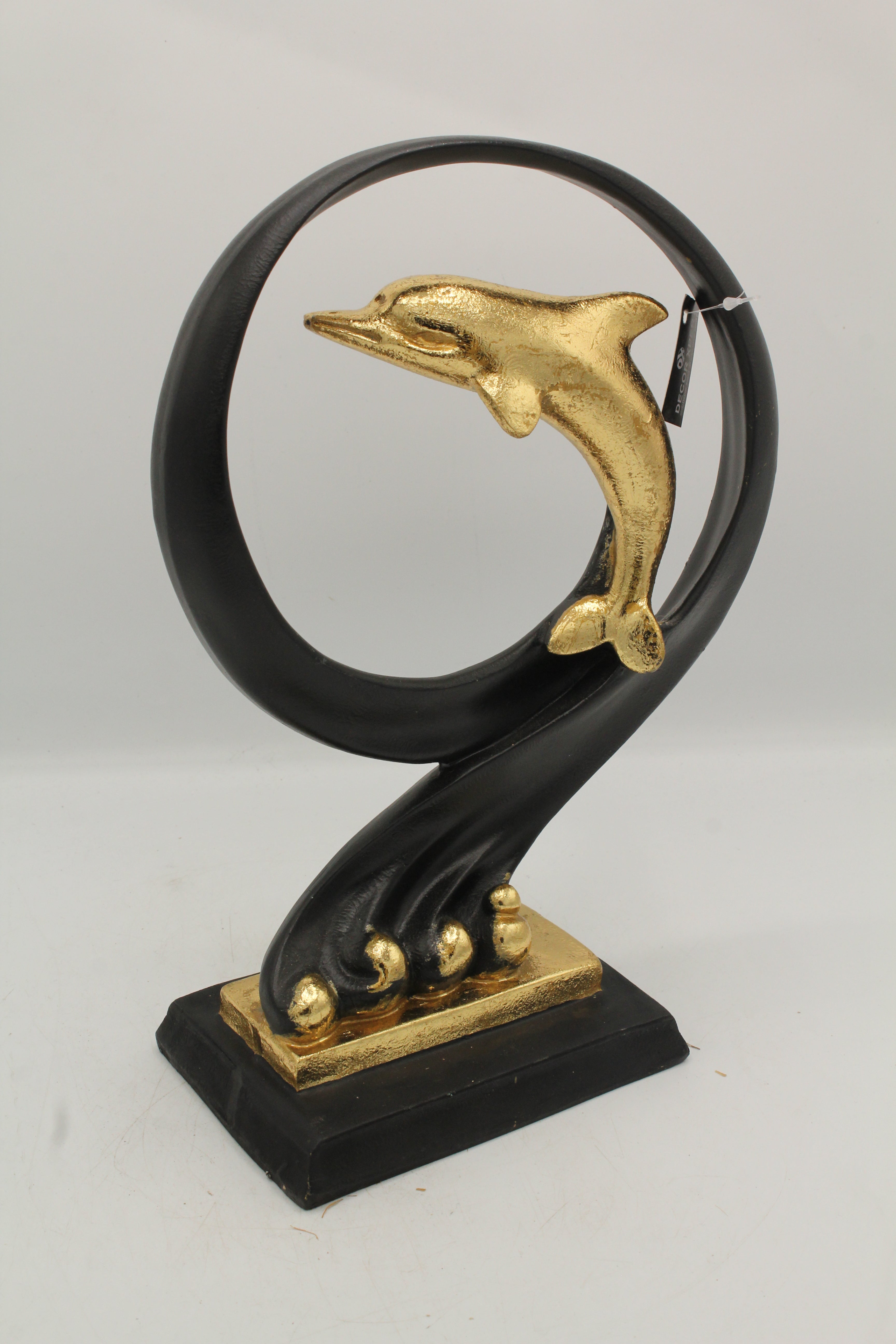 Abstract Gold Dolphin Wave Sculpture