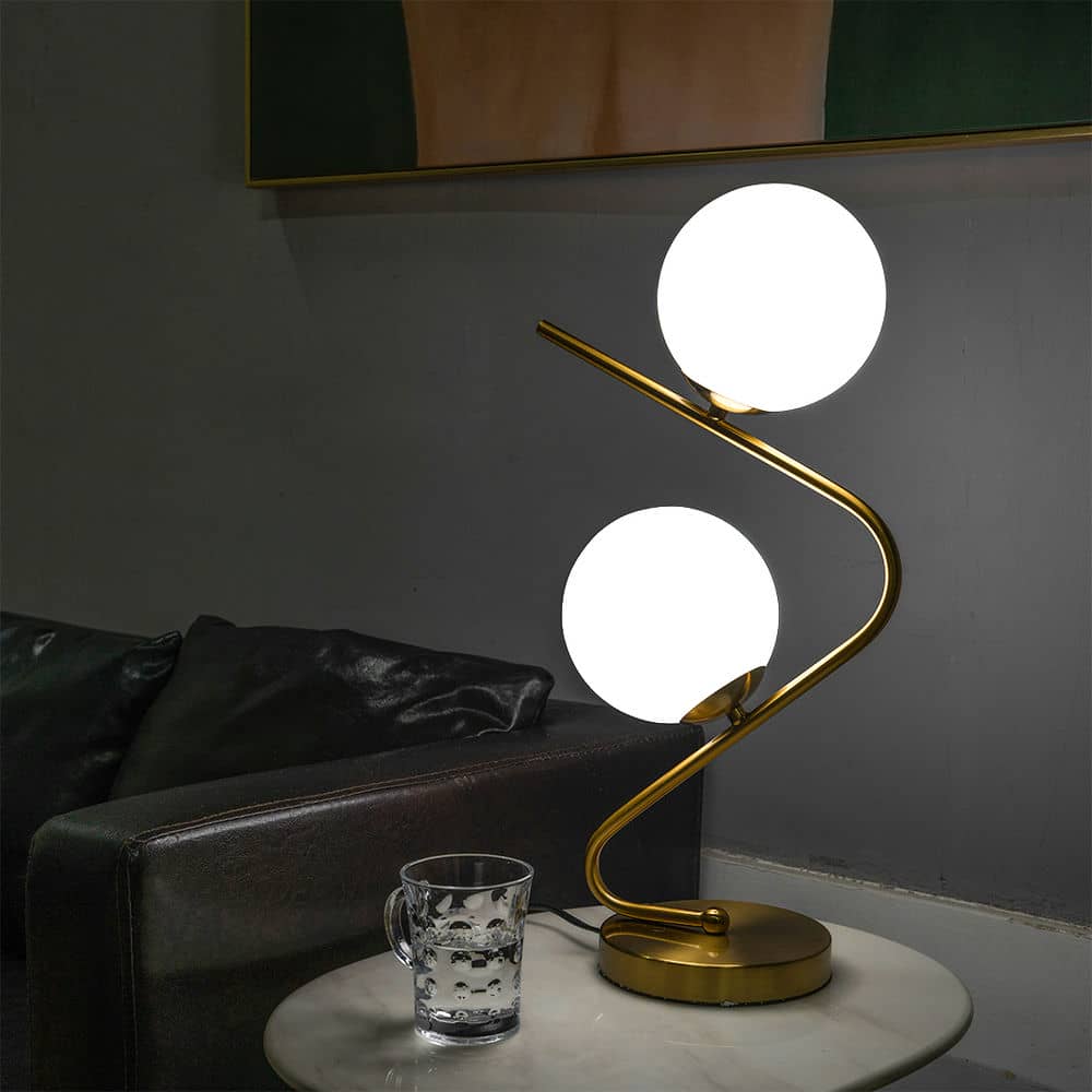 Modern 2 light white ball glass lamp