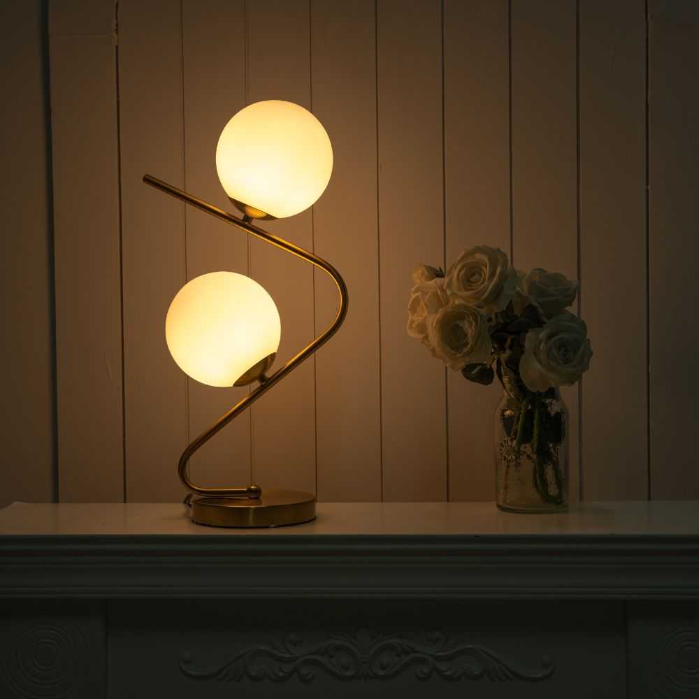 Modern 2 light white ball glass lamp